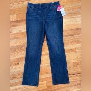 Kim Rogers Pull-On Straight with Tummy Control Jeans in Dark Blue Denim